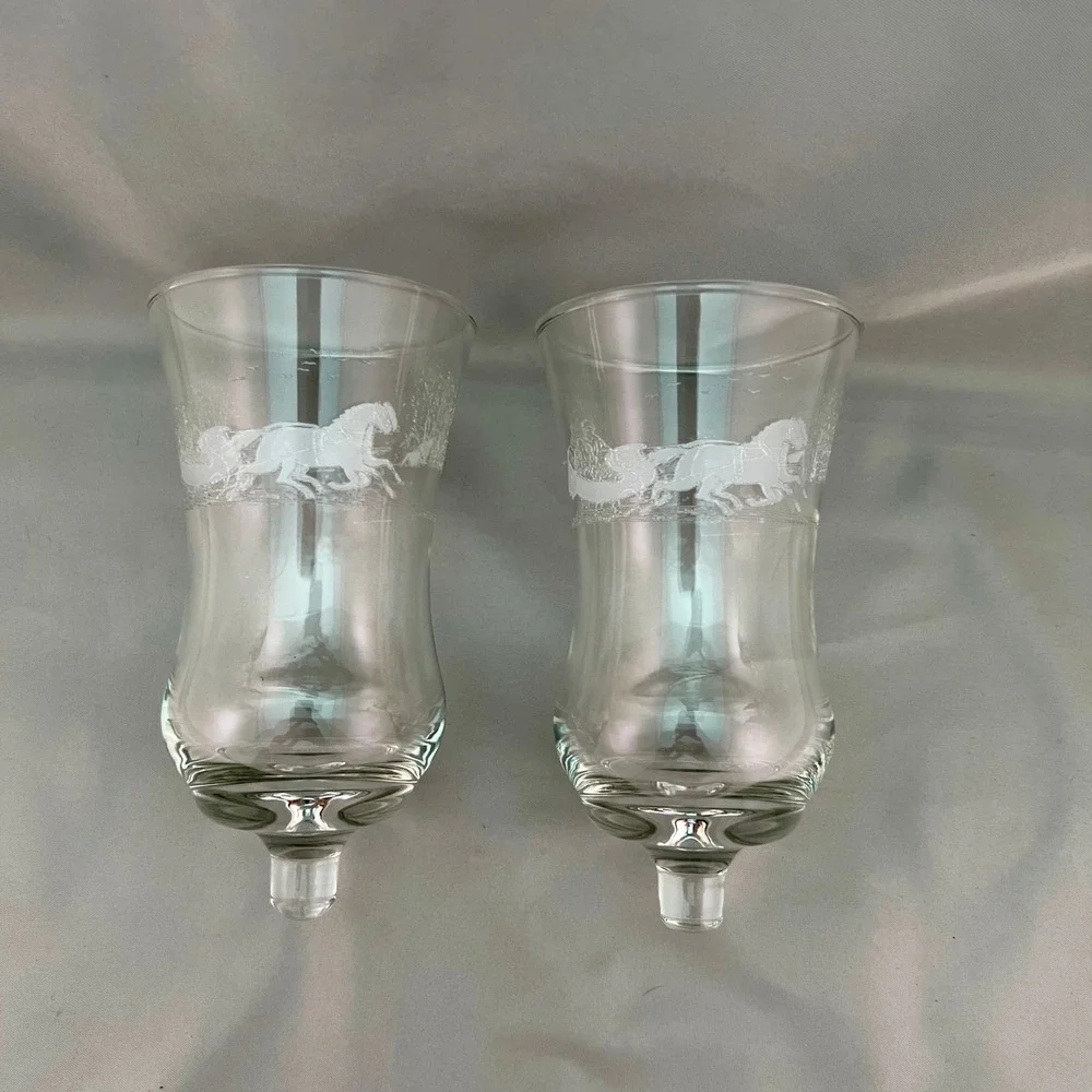 Homco Votive Holders Unisex OS Clear Excellent Sleigh Ride Peg Glass Set 2